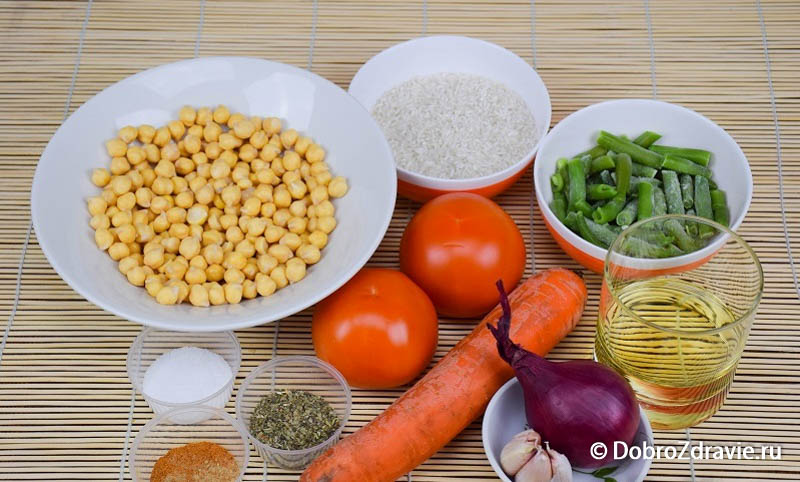 Нут с рисом - вегетарианский рецепт приготовления с фото