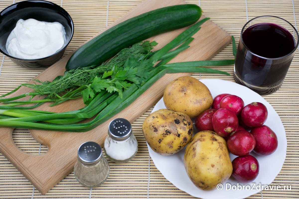 Традиционная окрошка на квасе – старинный пошаговый рецепт приготовления с фото