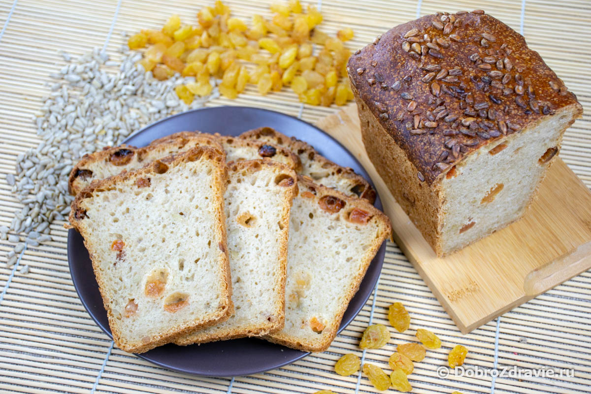 Домашний белый хлеб с изюмом и семечками на закваске - пошаговый рецепт приготовления с фото